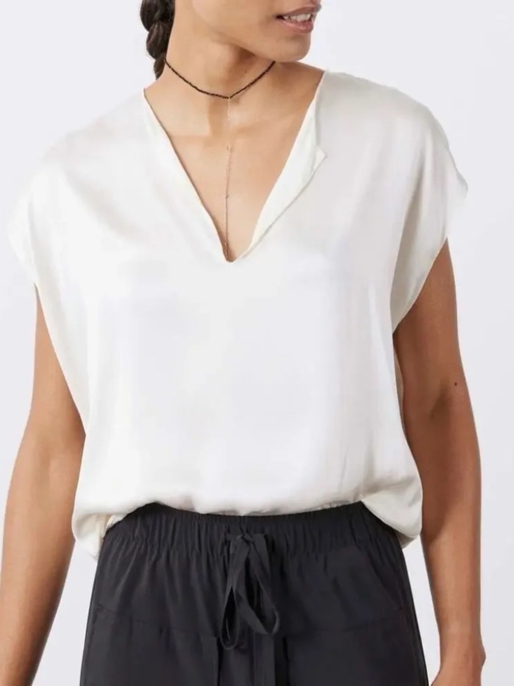 Ruti All Day Washable 100% Silk Minimalist Cap Sleeve Blouse Size S/M